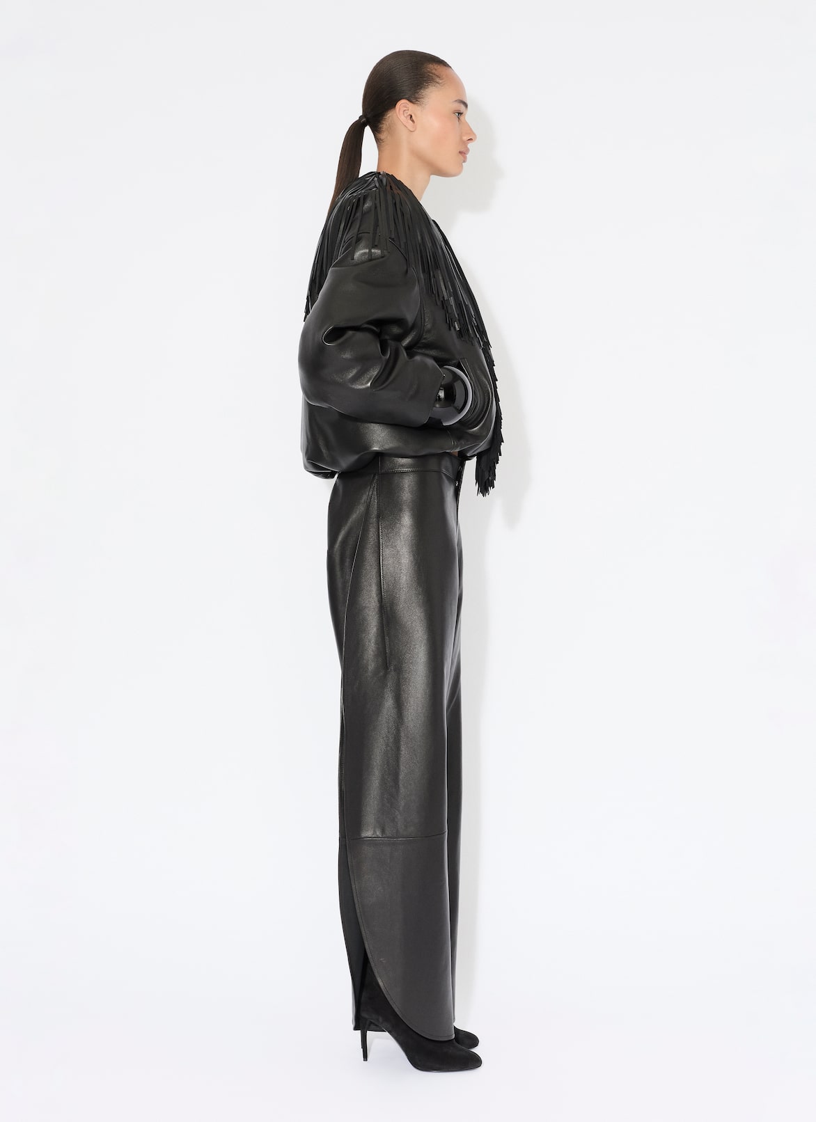 FRINGED LEATHER BOMBER JACKET ALAÏA  FRINGED LEATHER BOMBER JACKET